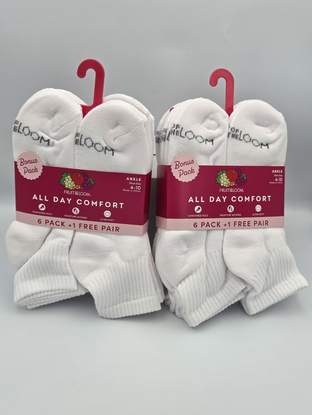 Fruit of the Loom Womens White Ankle Socks - 2 Pack Of 7 Pack Nwt